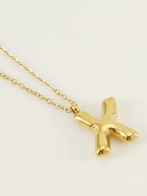Letter X [Gold] Titanium Steel Letter Necklace With 26 letters